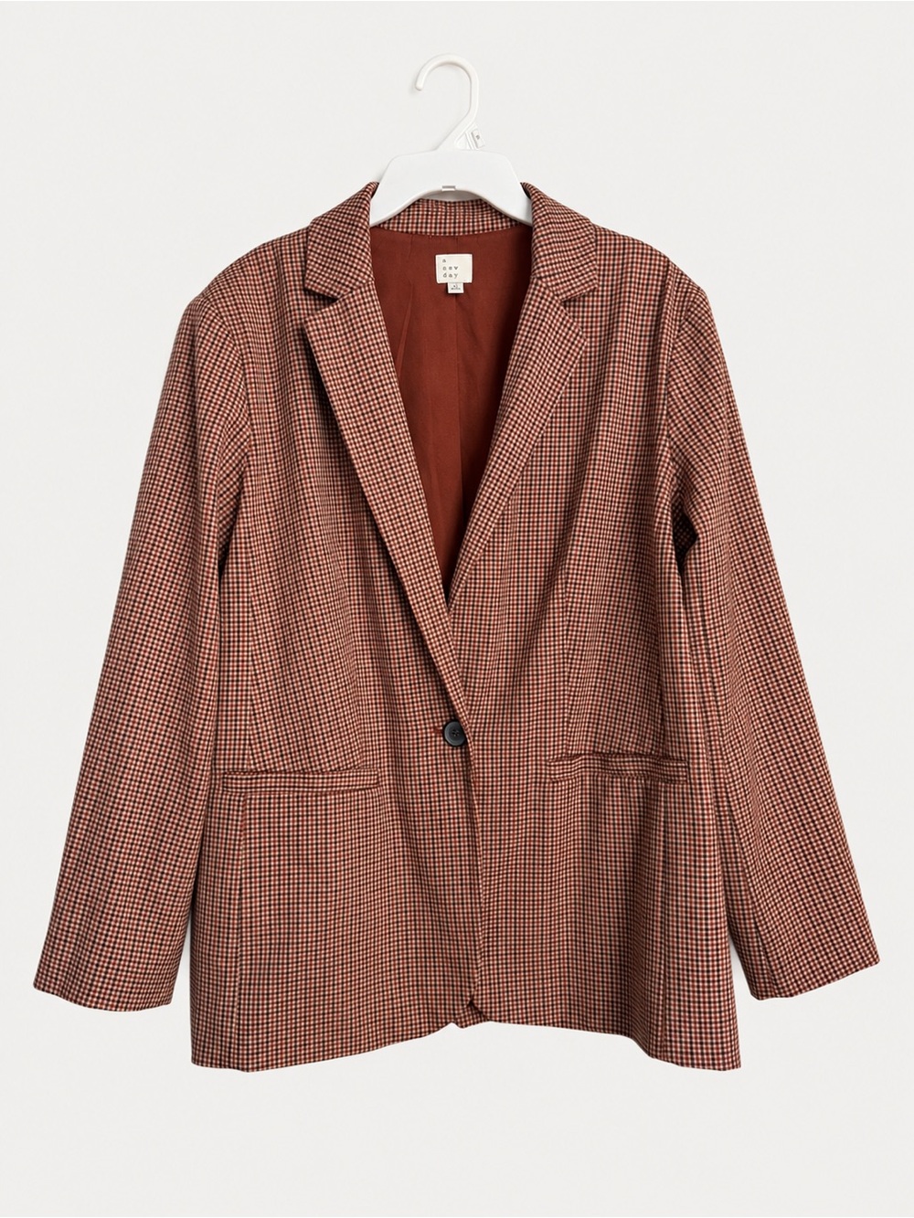 A New Day Brown Plaid Oversized Blazer Size M